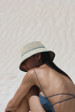 Lila Bucket Hat - Pale Blue & Sand