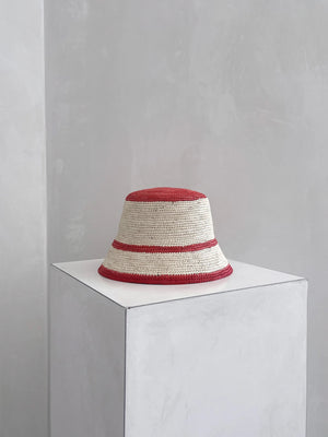 Lila Bucket Hat - Red & Sand