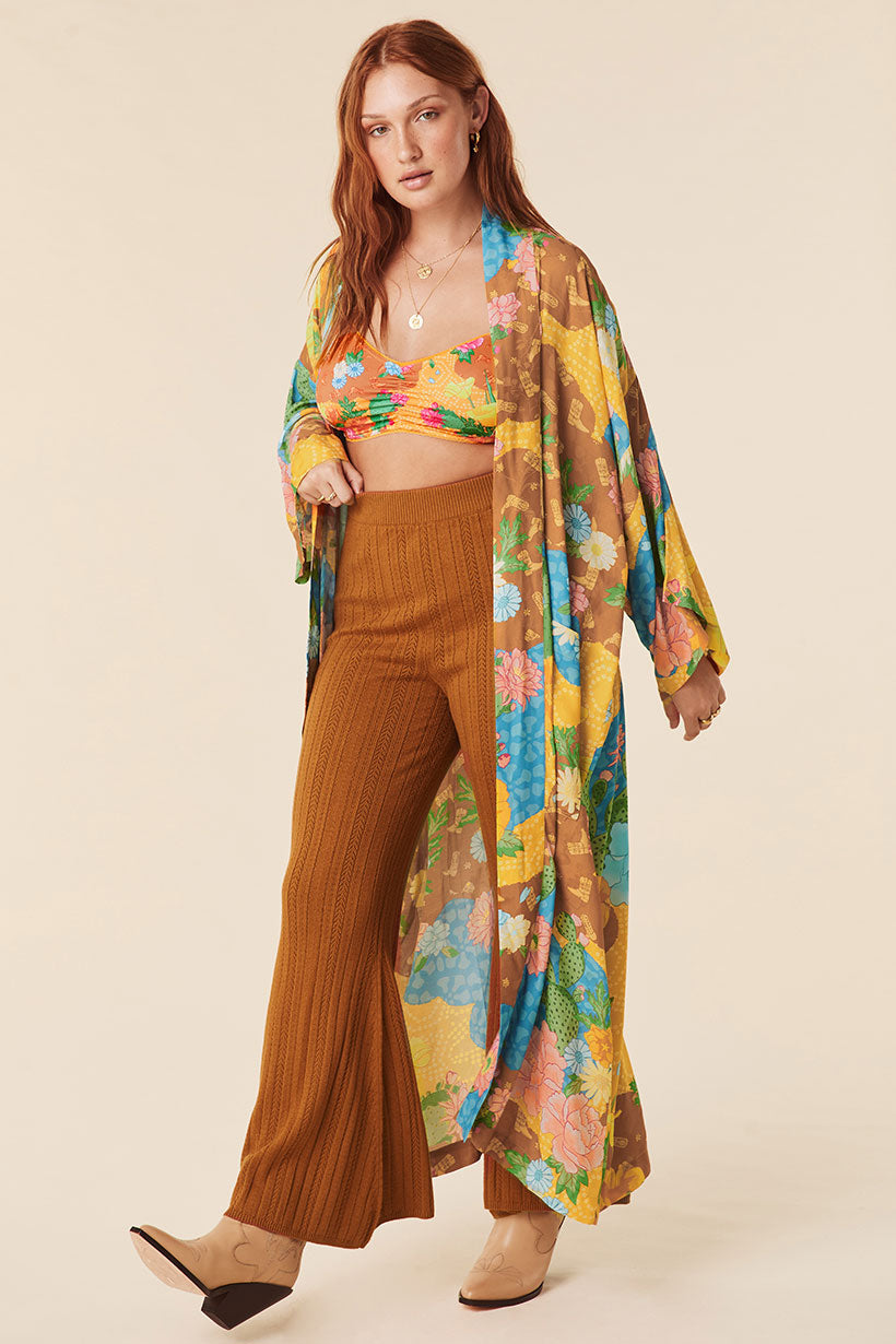 Joshua Tree Maxi Robe - Mustard