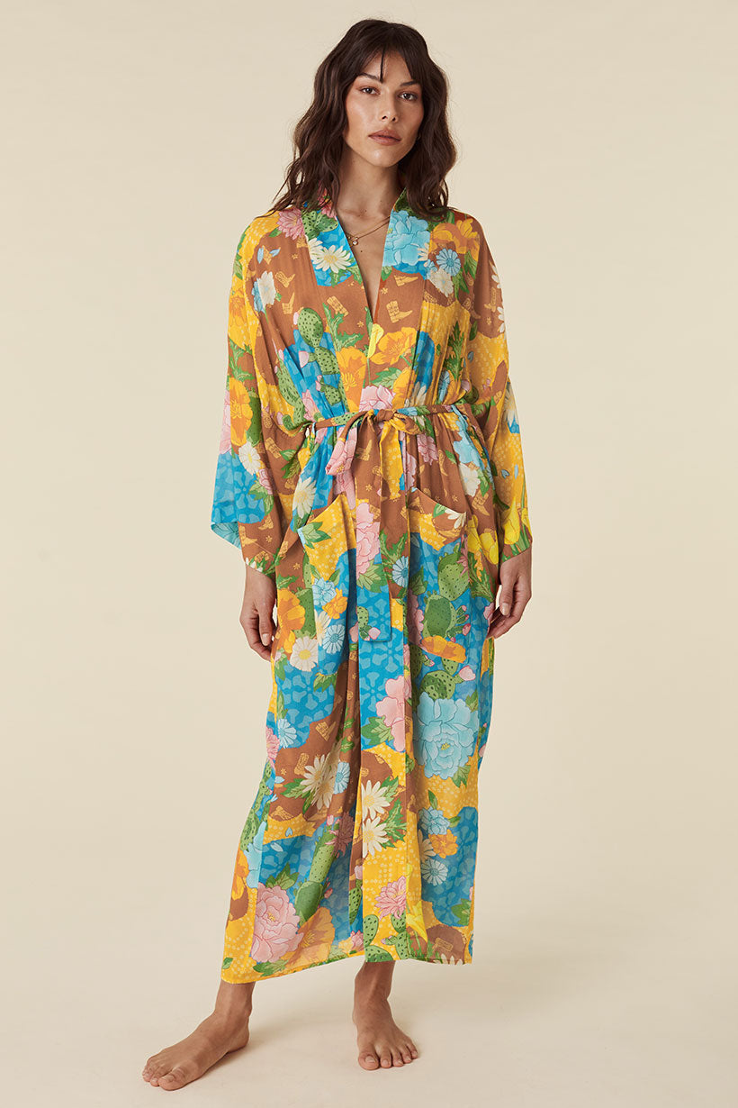 Joshua Tree Maxi Robe - Mustard