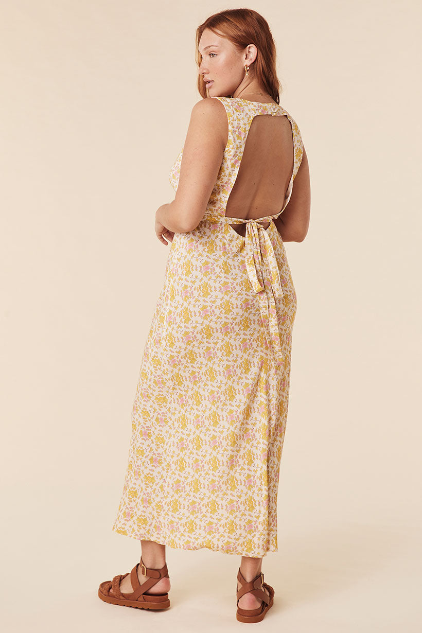 Yellow Rose Bias Maxi Dress - Honeysuckle