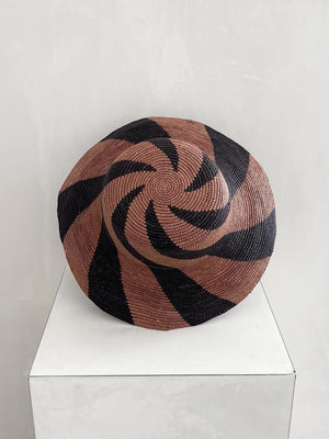 Amira Bucket Hat - Coffee & Black Spiral