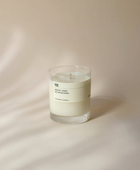 TEE: Clear Tumbler Soy Candle - Green Tea / Ginger