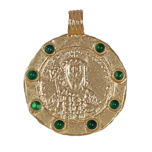 Constantinopolis Pendant with Jade - 18K Gold Plated