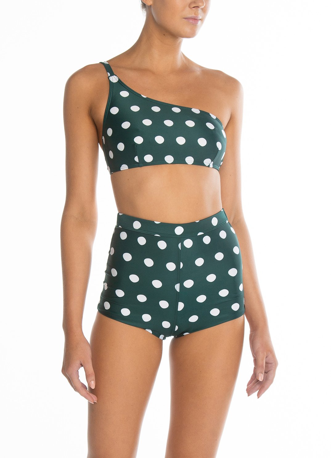 Peony Swimwear One Shoulder Crop - Pebble