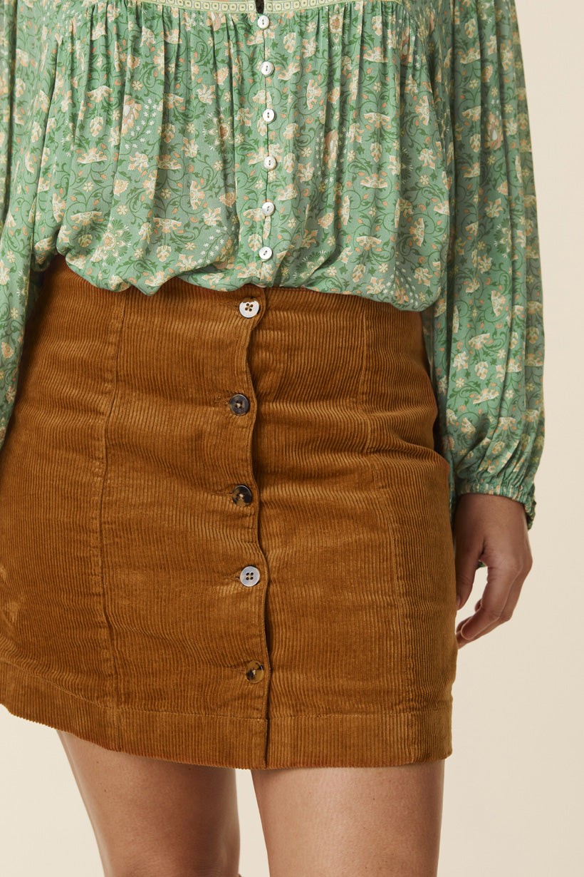 Faye Corduroy Mini Skirt - Caramel