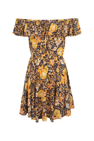 Hibiscus Lane Off-Shoulder Sun Dress - Licorice