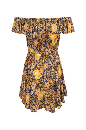 Hibiscus Lane Off-Shoulder Sun Dress - Licorice