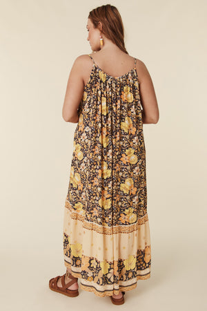 Hibiscus Lane Strappy Maxi Dress - Licorice