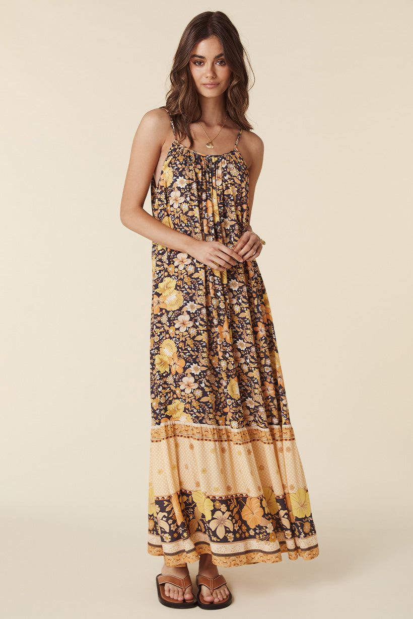 Hibiscus Lane Strappy Maxi Dress - Licorice