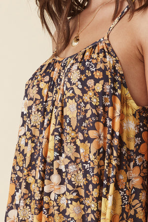 Hibiscus Lane Strappy Maxi Dress - Licorice