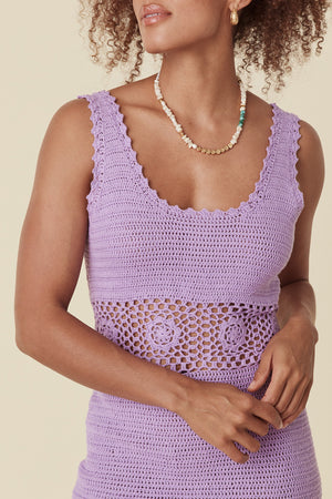 Iluka Crochet Mini Dress - Lavender