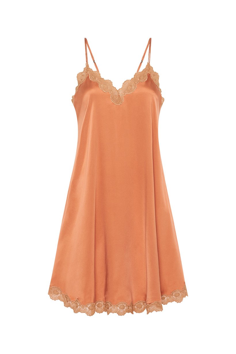 Spell Designs Rizzo Silk Babydoll Dress - Copper