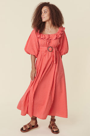 Strawberry Fields Midi Dress - Strawberry